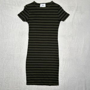 Zara Trafaluc Striped Mini Dress Women’s Small Green Black Bodycon
